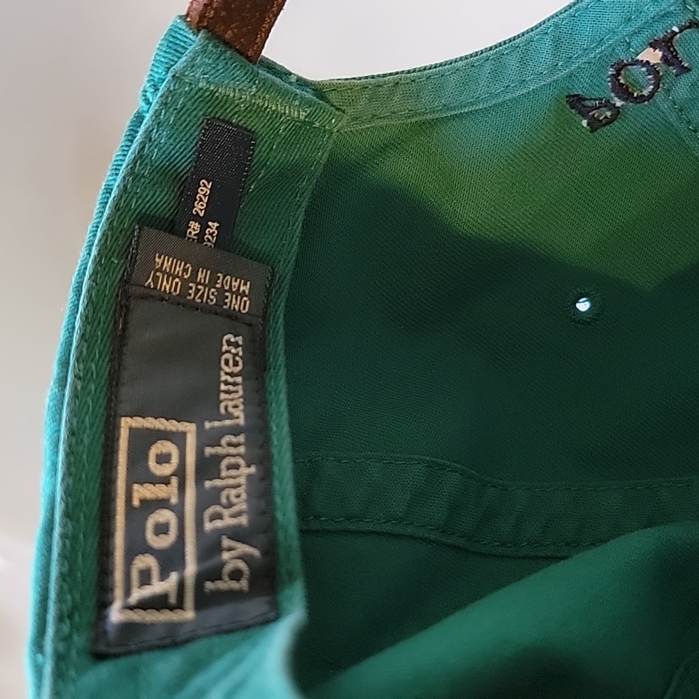Polo Ralph Lauren baseball cap excellent condition adjustable leatherstrap green - Picture 2 of 3